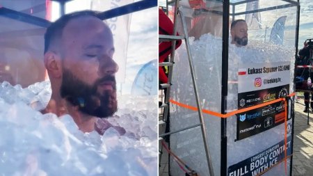 Un polonez a stat scufundat in gheata timp de patru ore si a intrat in Cartea Recordurilor | VIDEO