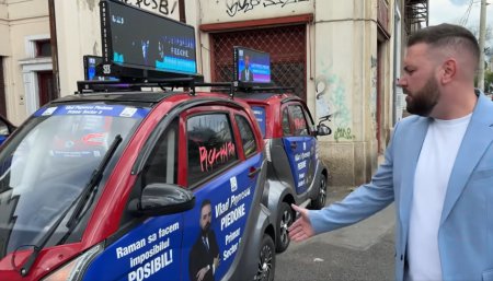 Masinile electrice de campanie ale lui Vlad Popescu Piedone, vandalizate: Aceasta este campania <span style='background:#EDF514'>CONTRACANDIDAT</span>ilor mei