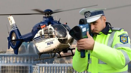 Cum se iau <span style='background:#EDF514'>PERMIS</span>ele cu japca pe E85! Oamenii accelereaza crezand ca elicopterul intentioneaza sa aterizeze de urgenta pe drum