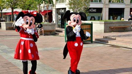 Doi romani s-au imbracat in Mickey si Minnie Mouse si <span style='background:#EDF514'>JEFUI</span>au trecatorii care voiau sa faca poze cu ei. Cum au fost prinsi