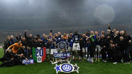 Melodia romaneasca virala cu care au sarbatorit titlul jucatorii lui Inter Milano. Au <span style='background:#EDF514'>DANS</span>at in vestiar. VIDEO
