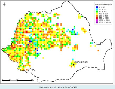 Harta radonului, gazul radioactiv ucigas