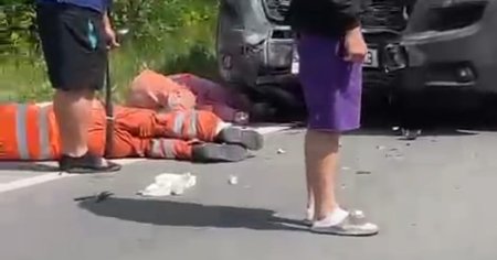 Accident mortal pe un drum in lucru. Angajata de la Drumuri Nationale, omorata pe loc. Alt muncitor, dus la spital VIDEO