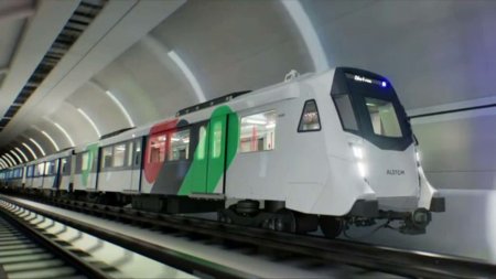 Primul nou tren de metrou pentru magistrala 5 a ajuns la Bucuresti. Are 6 vagoane si o <span style='background:#EDF514'>CAPACITATE</span> de 1.200 de pasageri