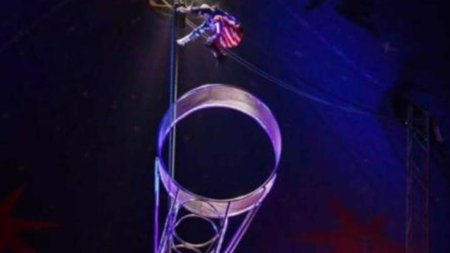 Un acrobat a cazut din <span style='background:#EDF514'>ROAT</span>a mortii in timpul unui spectacol de circ. Publicul a fost evacuat