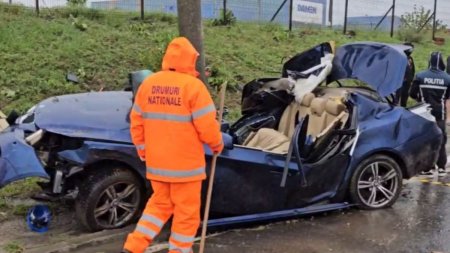 Un sofer cu BMW a pierdut controlul v<span style='background:#EDF514'>OLANU</span>lui si s-a rasturnat de mai multe ori cu masina, in Mangalia. S-a ales cu mana retezata, iar un pasager a ajuns la spital