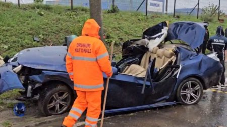 Un sofer cu BMW a pierdut controlul volanului si s-a rasturnat de mai multe ori cu masina, in Mangalia. S-a ales cu mana re<span style='background:#EDF514'>TEZA</span>ta, iar un pasager a ajuns la spital