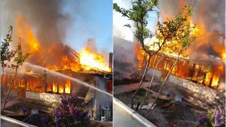 Incendiu puternic, la Manastirea Varatec, in Saptamana Mare. Doua chilii ale maicutelor au fost cuprinse de flacari