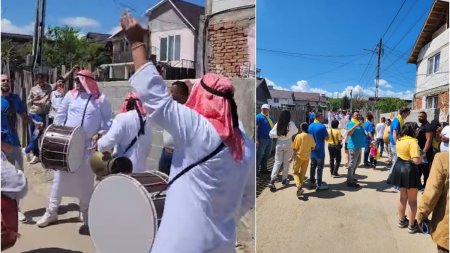 Campanie electorala inedita in Dambovita | Candidatii si-au facut aparitia costumati in arabi cu tobele la purtator