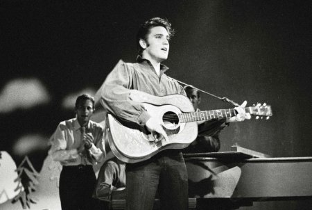 <span style='background:#EDF514'>INREGISTRARE</span> audio cu Elvis Presley, aparuta dupa aproape 70 de ani. Trei melodii din 1956, cantate intr-un concert live