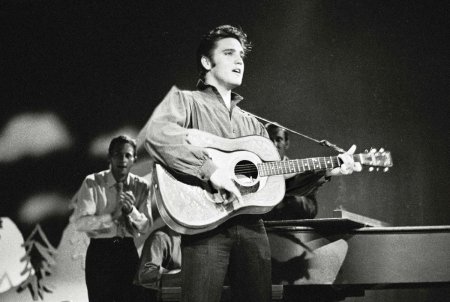 Inregistrare audio cu <span style='background:#EDF514'>ELVIS PRESLEY</span>, aparuta dupa aproape 70 de ani. Trei melodii din 1956, cantate intr-un concert live