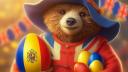 Ursuletul Paddington cu oua tricolore, postat de Paste de Ambasada Britanica in Romania: 