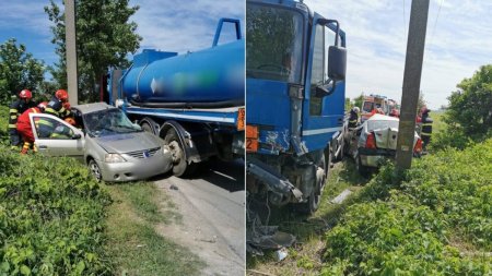 Doi oameni au murit pe loc intr-un Logan strivit de o cisterna | Accident grav la Aricestii Rahtivani, in Prahova