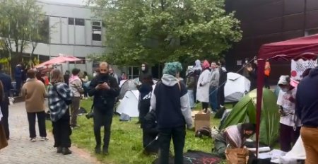 Manifestantii propalestinieni au ocupat curtea Freie Universität din Berlin, dupa modelul actiunilor din SUA: Traiasca, Gaza!