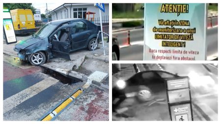 Primul accident rutier produs dupa montarea limitatorului de viteza inteligent in Romania. Masina, facuta tandari | VIDEO