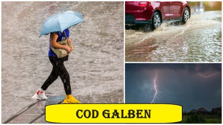Alerta ANM! Cod galben de ploi torentiale si descarcari electrice in Romania. Ce zone sunt afectate de vremea rea