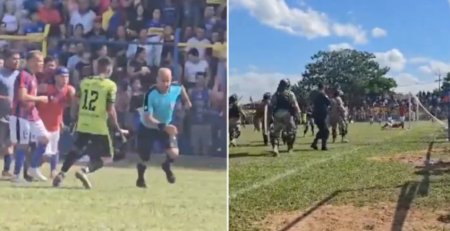 Nebunie la un meci din Paraguay. Dupa ce arbitrul a fost atacat de jucatori si de spectatori, politia a tras inclusiv in <span style='background:#EDF514'>FOTBALIST</span>i | VIDEO