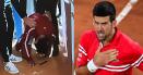 Scene incredibile la Roma: Djokovici, prabusit la pamant dupa ce a fost lovit in cap cu o sticla VIDEO