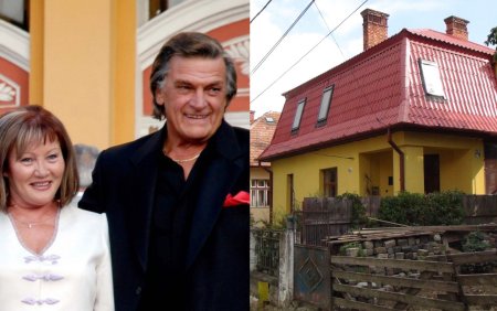 Imagini cu casa din Cluj in care locuieste Florin Piersic. E situata pe malul Somesului si e vopsita intr-o nuanta aprinsa