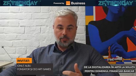 ZF Tech Day. Ionut Albu, fondator, Art Games - dezvoltator solutii software: Tintim sa ajungem la afaceri de 1,5 mil. euro anul acesta. Avem in portofoliu solutii de digitalizare in domeniul artei si in sectorul financiar-bancar. Iar acum lucram la o noua solutie de identificare in online