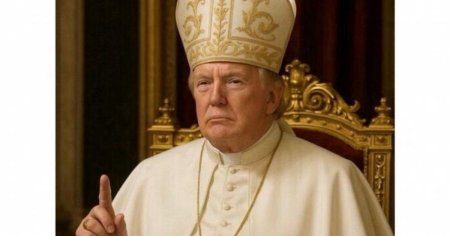 Trump a distribuit pe <span style='background:#EDF514'>RETE</span>lele sociale ale Casei Albe un portret cu el imbracat in papa